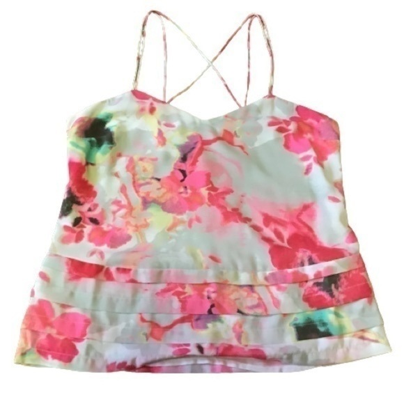 Candie’s Floral Y2K Spaghetti Strap Cami Top Criss Cross Back - Picture 2 of 8